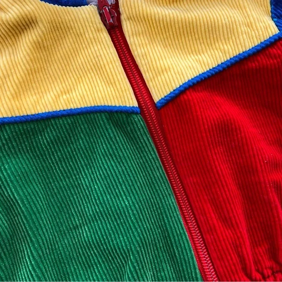 Vintage 80s 90s Adorable 100% Cotton Corduroy Colour-block Jacket Child 6Months - Picture 6 of 8